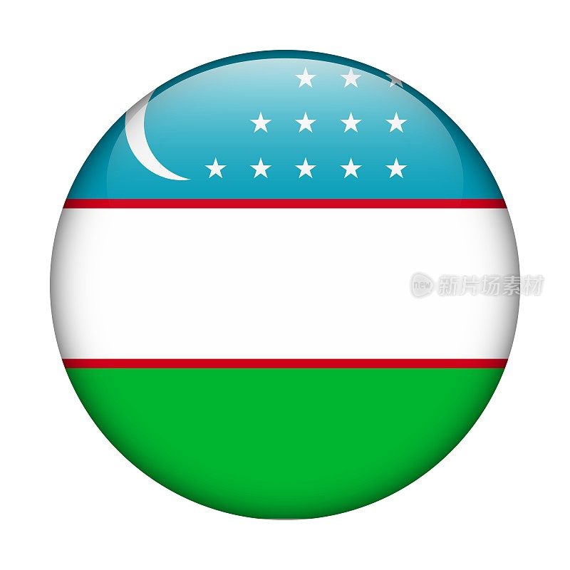 乌兹别克斯坦国旗。矢量图标。用于web, app, ui的玻璃按钮。光滑的旗帜。